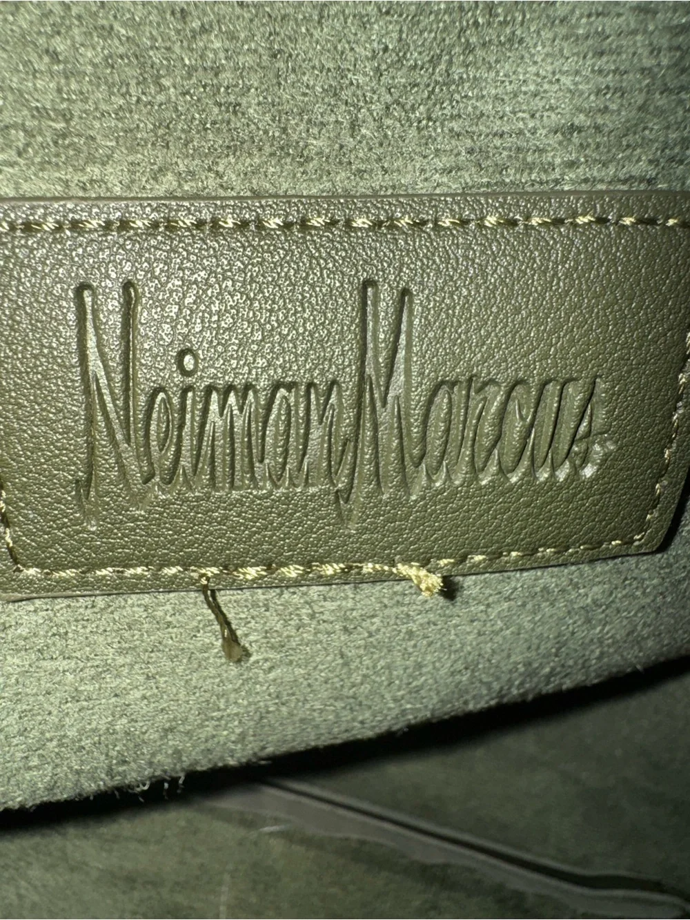 Neiman Marcus Olive Green Shoulder Tote Bag | Minimalist Slouch Hobo Purse
